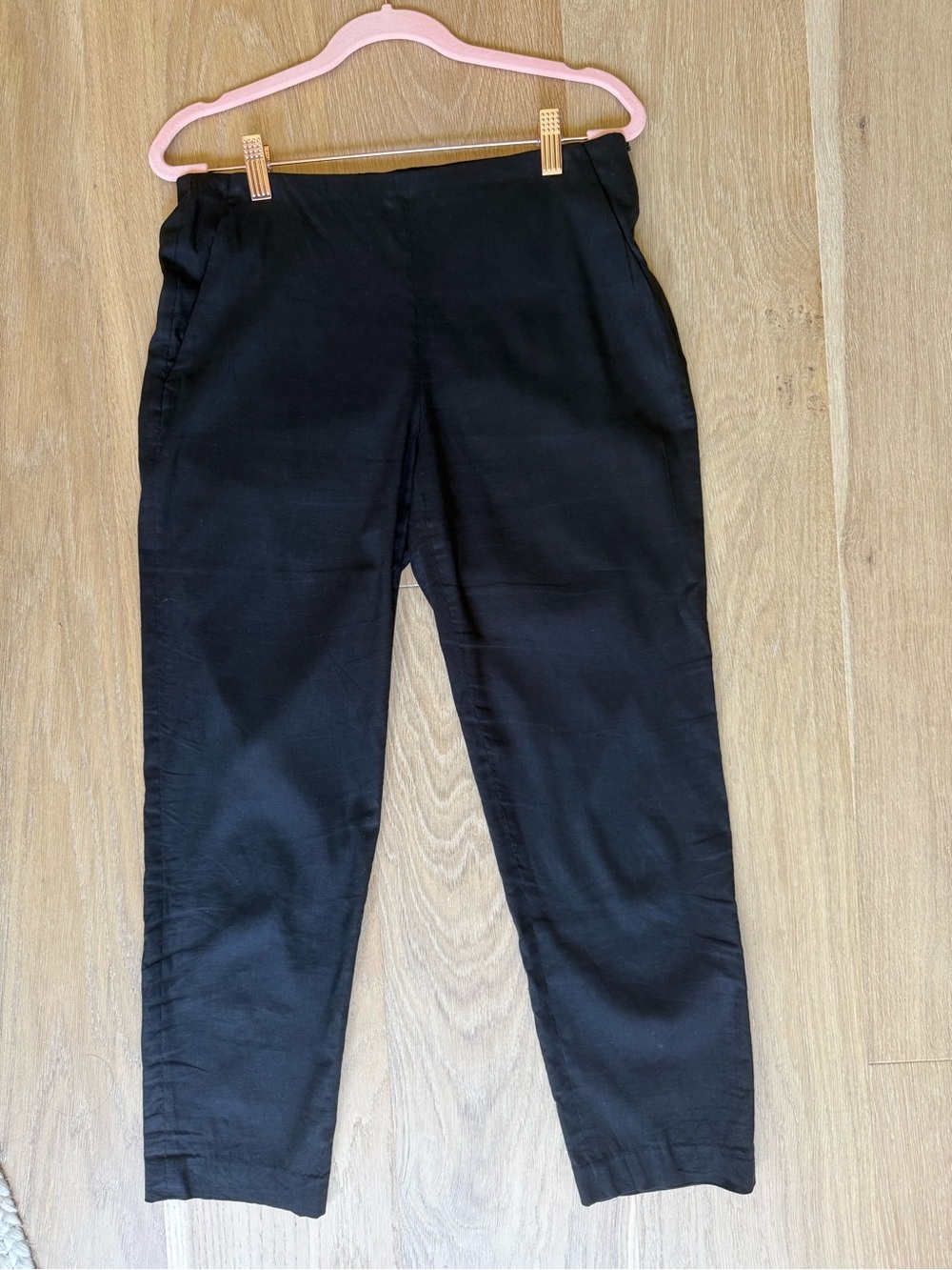 Women’s Theory Black Linen Blend Pants Sz 2 Slim Ankle Workwear
